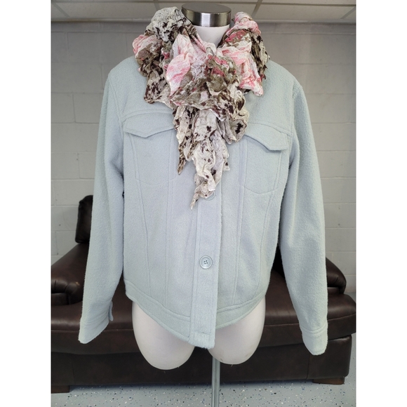 Joie Jackets & Blazers - Antrophologie Fleece jacket size L Boxi Shacket sage green color